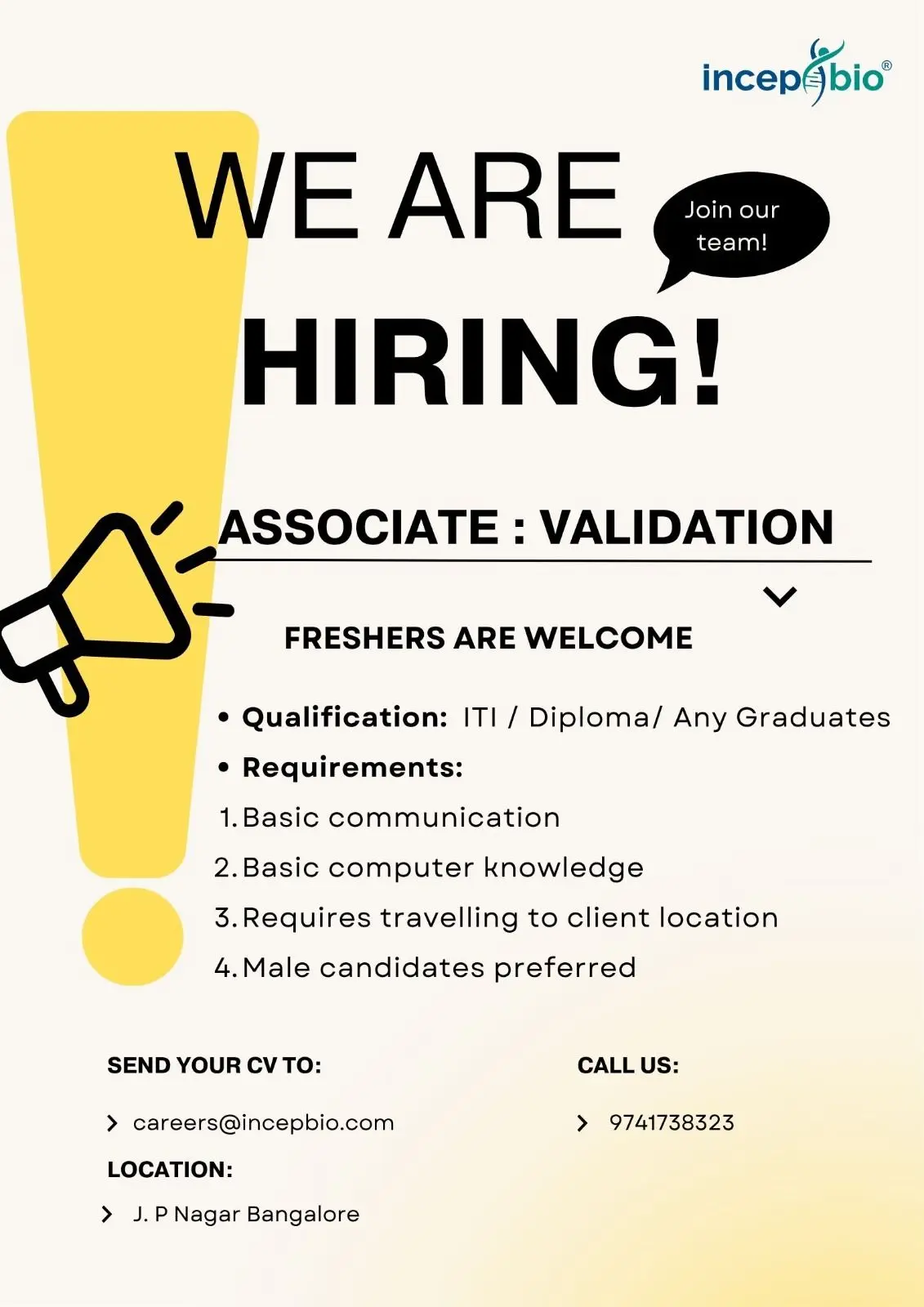 Incep Bio Hiring Associate – Validation 2 Incep Bio Hiring Associate – Validation