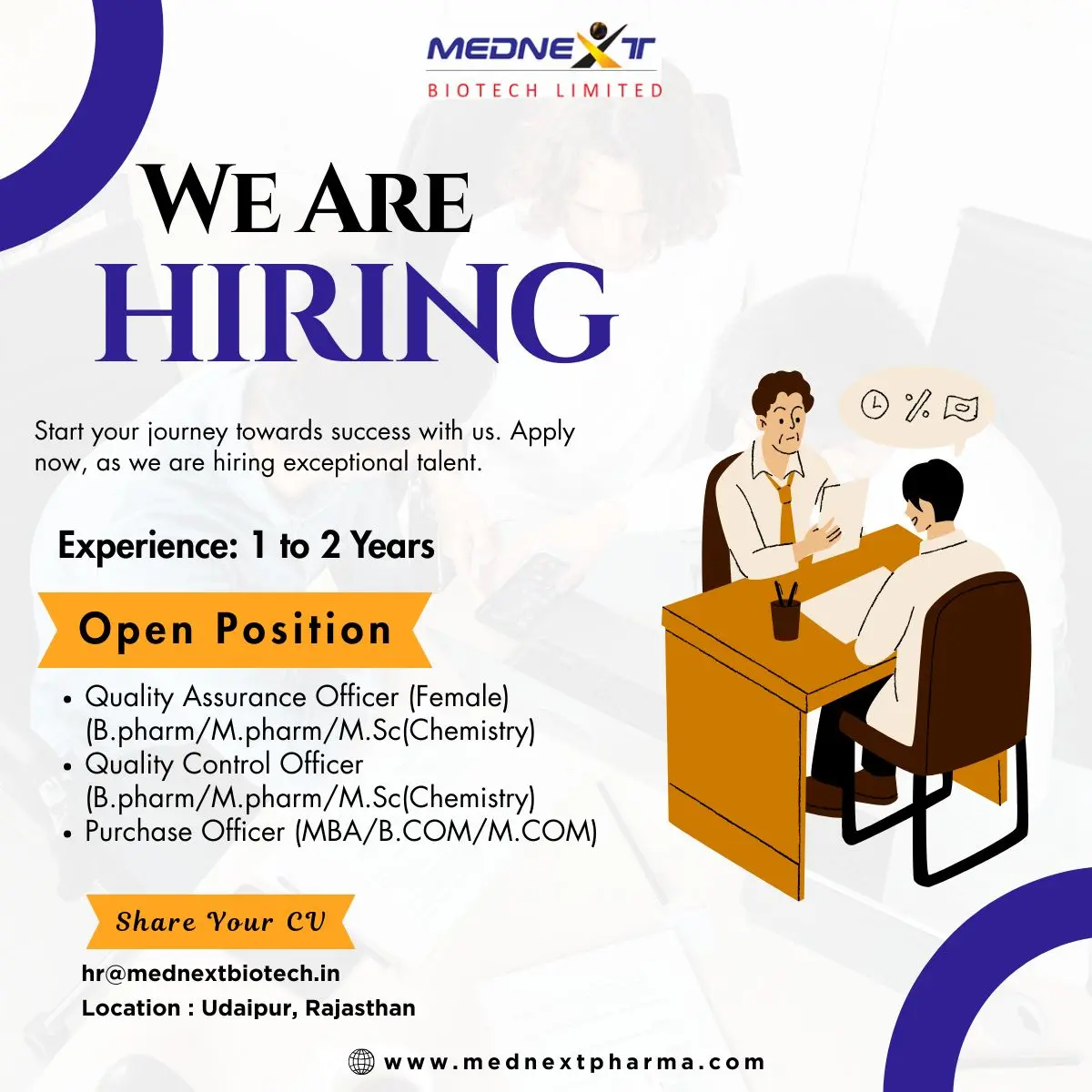 Mednext Biotech Hiring Purchase Officer QC Officer QA Officer (Female) 2 Mednext Biotech Hiring Purchase Officer QC Officer QA Officer (Female)