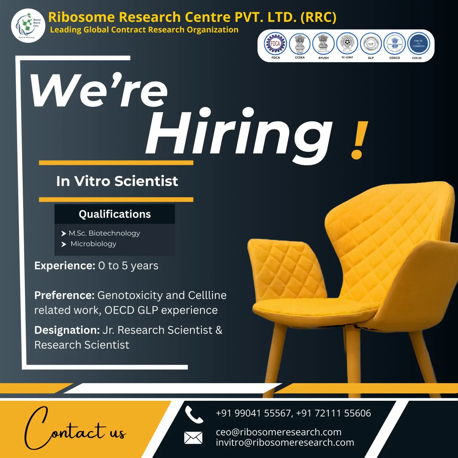 Ribosome Research Centre Hiring In Vitro Research 3 Ribosome Research Centre Hiring In Vitro Research
