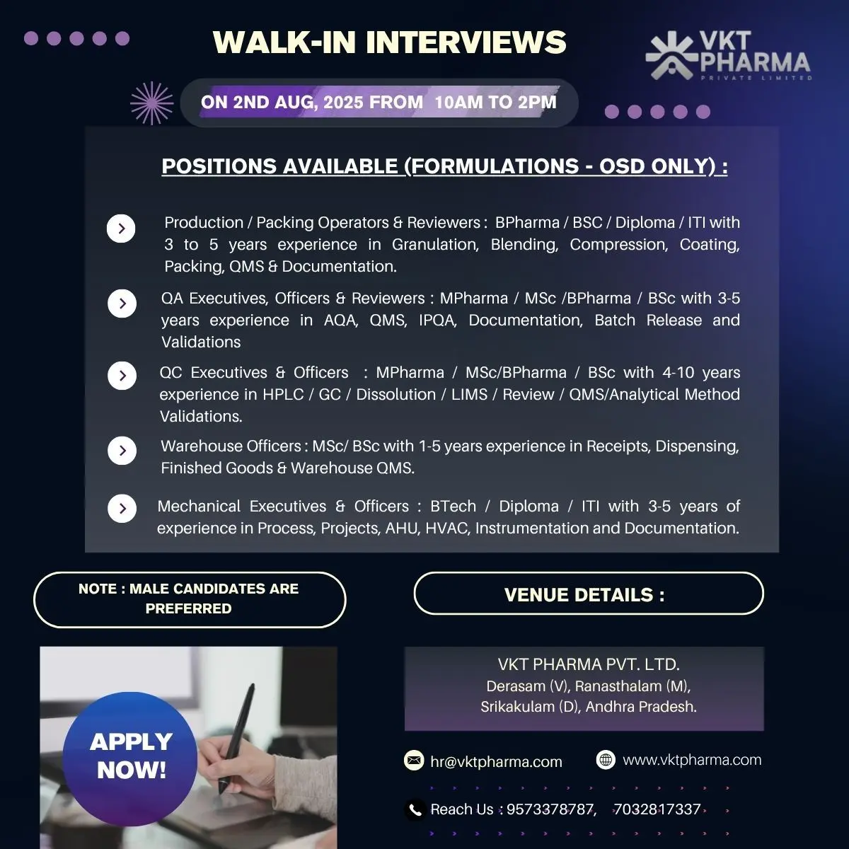 VKT Pharma Walk-In QA, QC, Production, Warehouse, Mechanical 3 VKT Pharma Walk-In QA, QC, Production, Warehouse, Mechanical