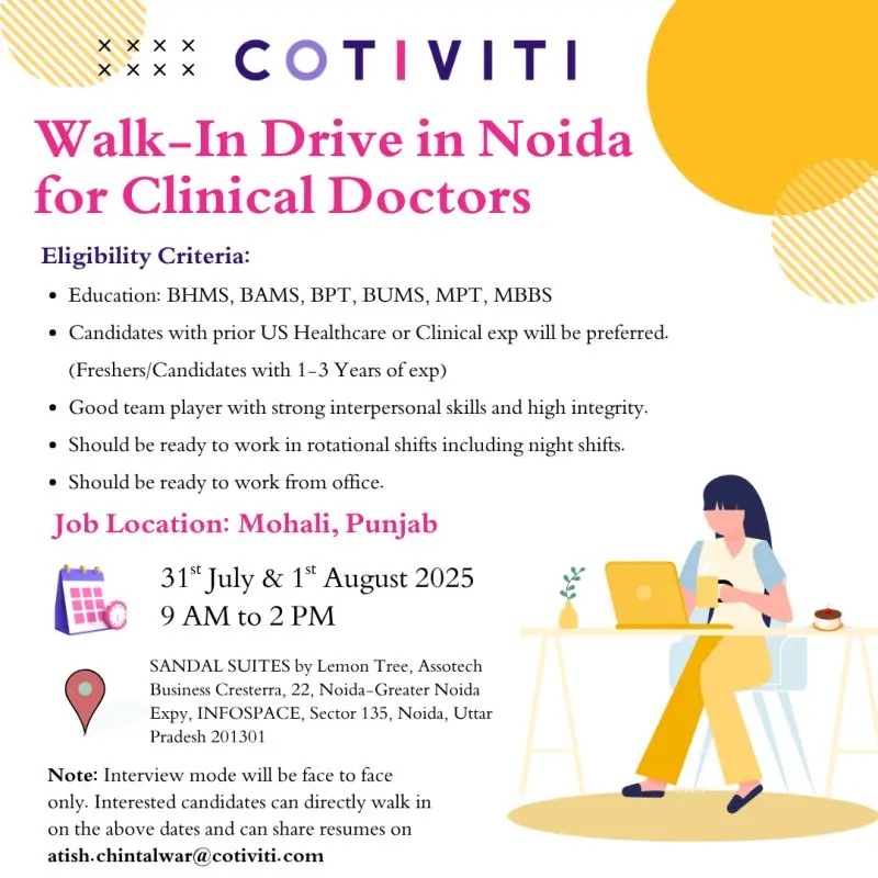 Cotiviti Hiring Fresher Clinical Doctors | BHMS/BAMS/BPT/MBBS 2 cotiviti clinical doctors hiring