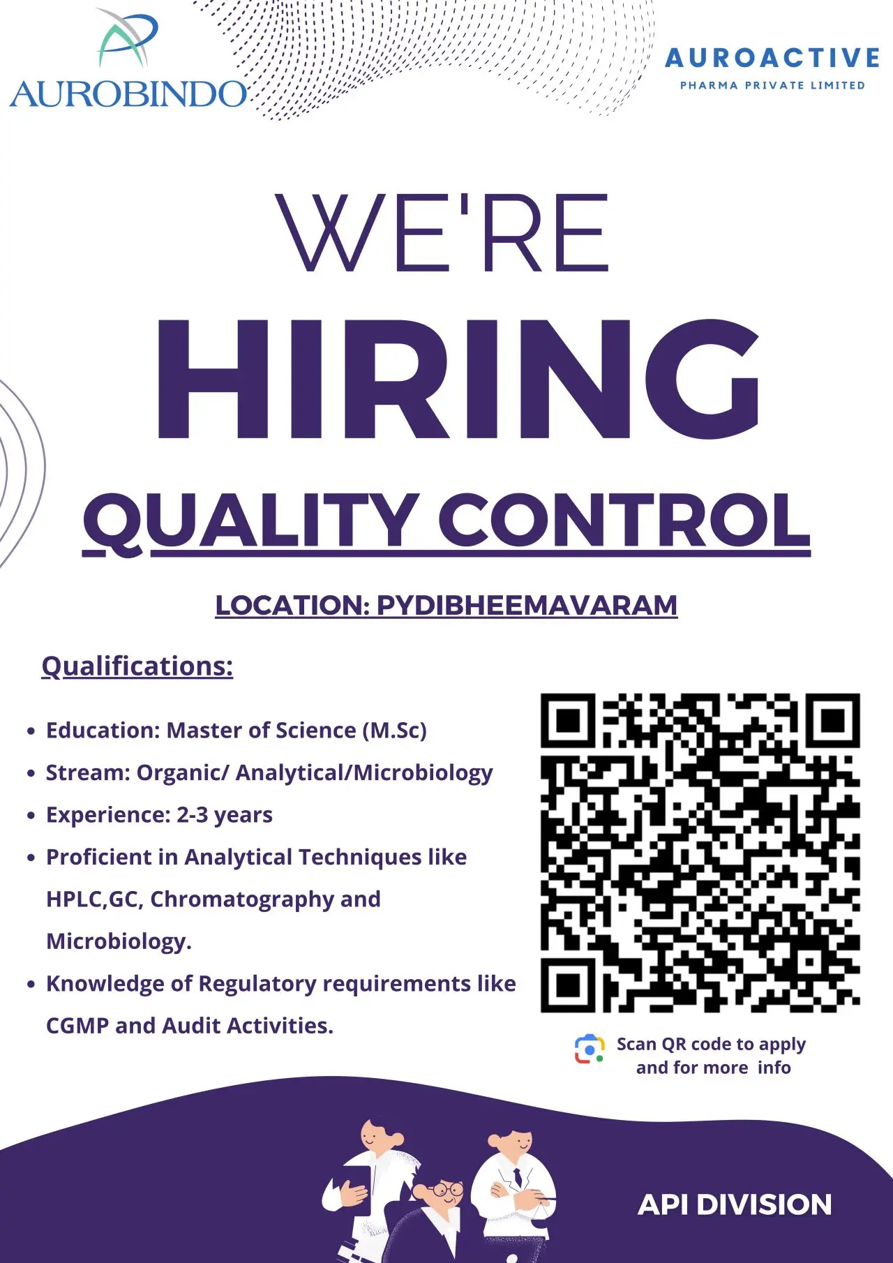 Aurobindo Pharma Hiring Quality Control – API Division 3 Aurobindo Pharma Hiring Quality Control – API Division