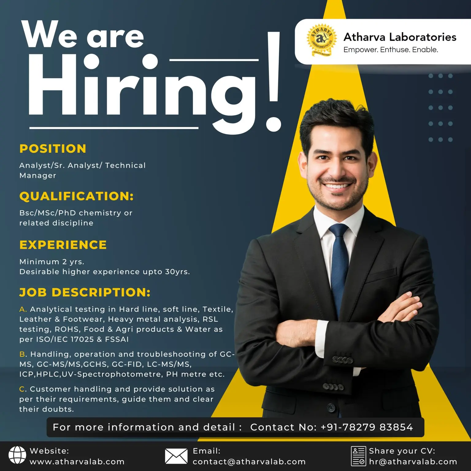 Atharva Laboratories Hiring Analyst, Sr. Analyst, Technical Manager 3 Atharva Laboratories Hiring Analyst, Sr. Analyst, Technical Manager