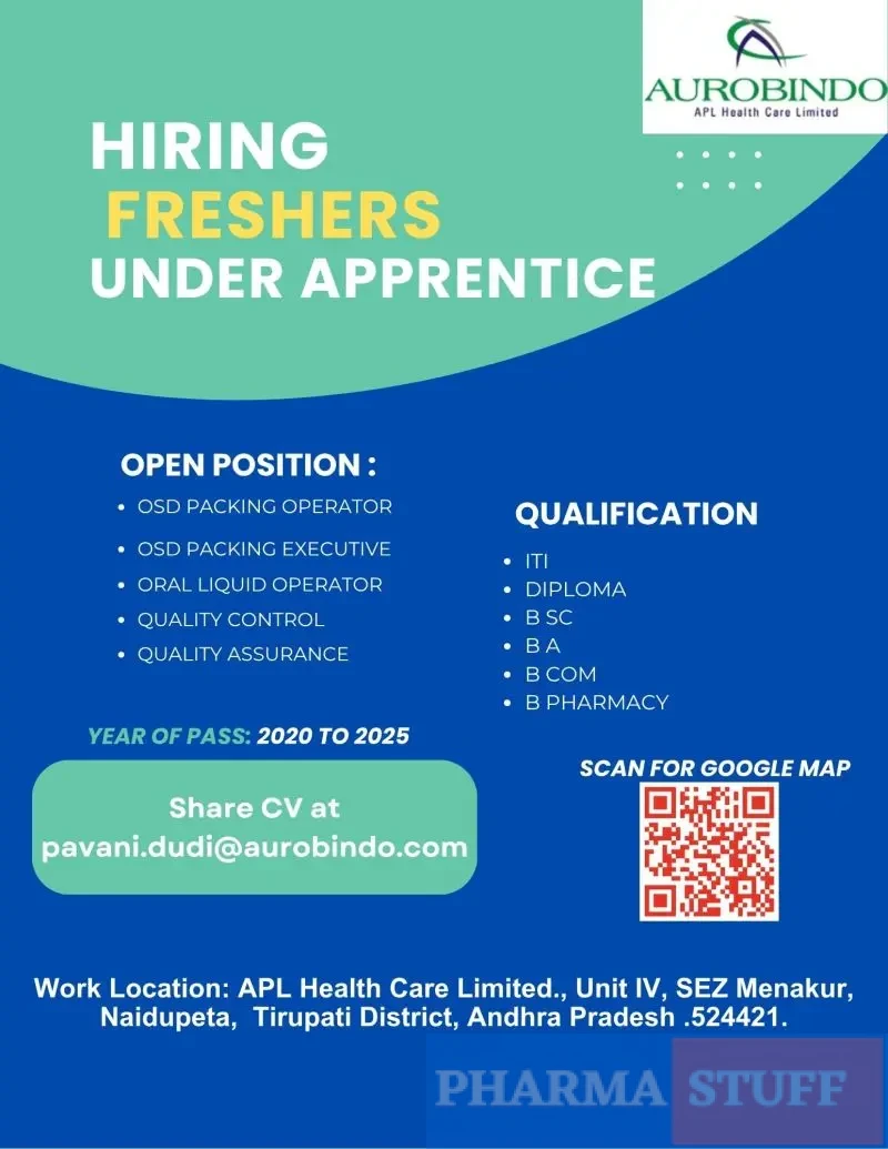 Aurobindo Pharma Freshers Apprentice Jobs 2 Aurobindo Pharma Freshers Apprentice Jobs