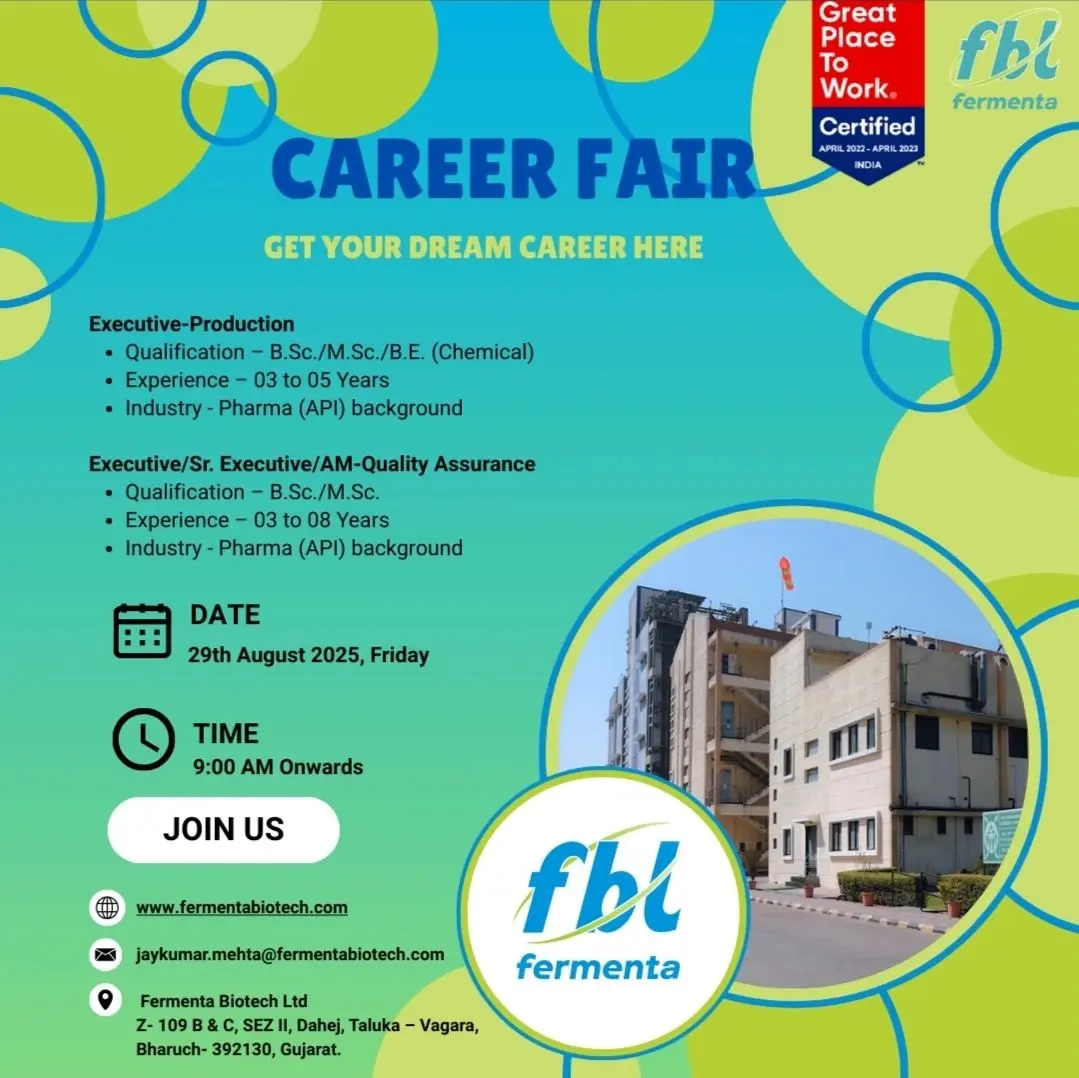 Fermenta Biotech Walk-in Production & Quality Assurance Executives 3 Fermenta Biotech Walk-in Production & Quality Assurance Executives (1)