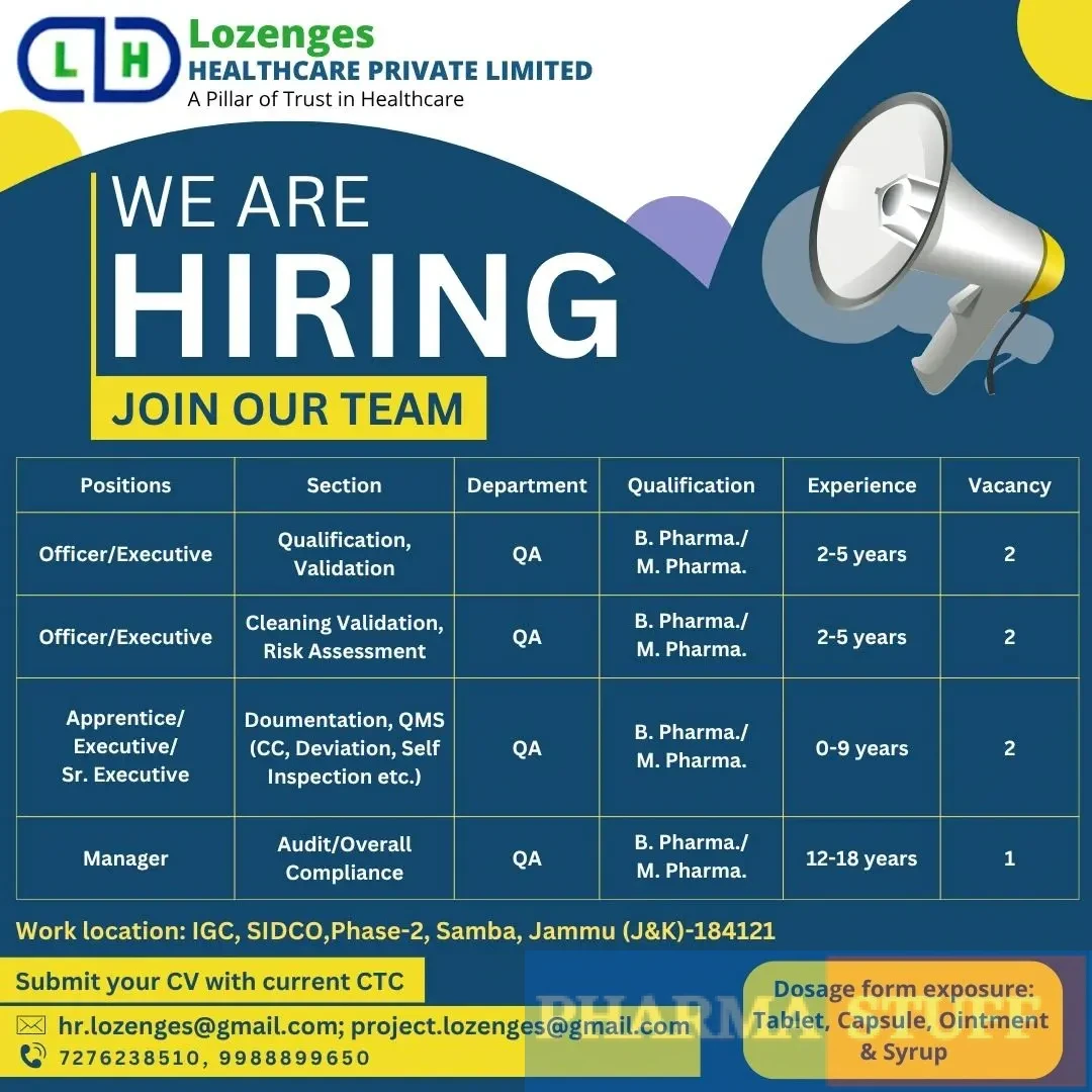 LH Healthcare Hiring QA (Qualification, Validation, Cleaning Validation, Risk Assessment, Documentation, QMS, Audit) 3 LH Healthcare Hiring QA (Qualification, Validation, Cleaning Validation, Risk Assessment, Documentation, QMS, Audit)