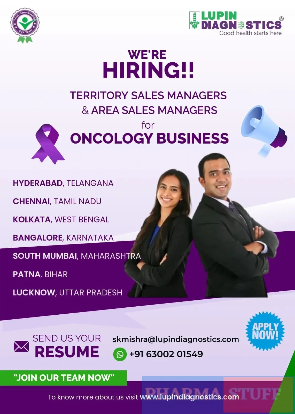 Lupin Diagnostics Hiring Territory Sales Manager, Area Sales Manager – Oncology 3 Lupin Diagnostics Hiring Territory Sales Manager, Area Sales Manager – Oncology