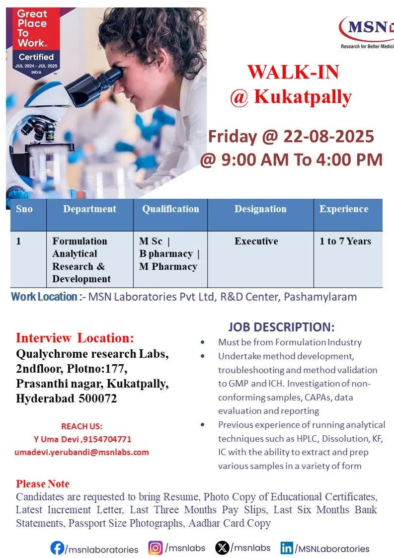 MSN Laboratories Walk-In Formulation Analytical Research & Development 3 MSN Laboratories Walk-In Formulation Analytical Research & Development