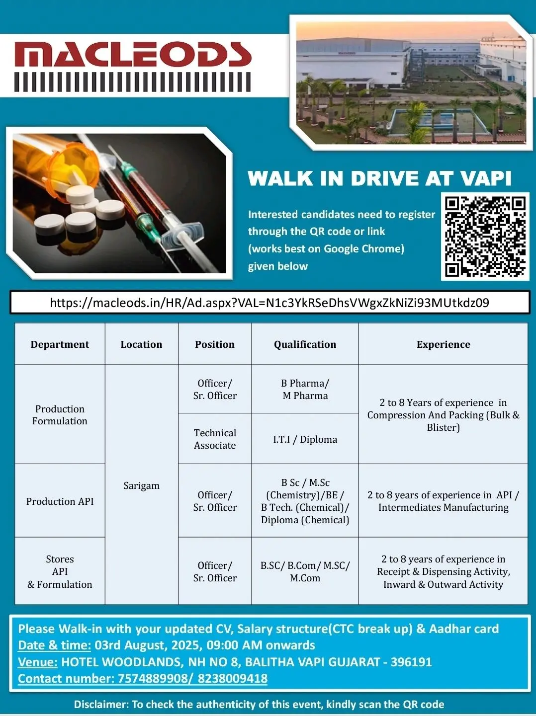 Macleods Pharmaceuticals Walk-in Production (API & Formulations), Stores 3 Macleods Pharmaceuticals Walk-in Production (API & Formulations), Stores