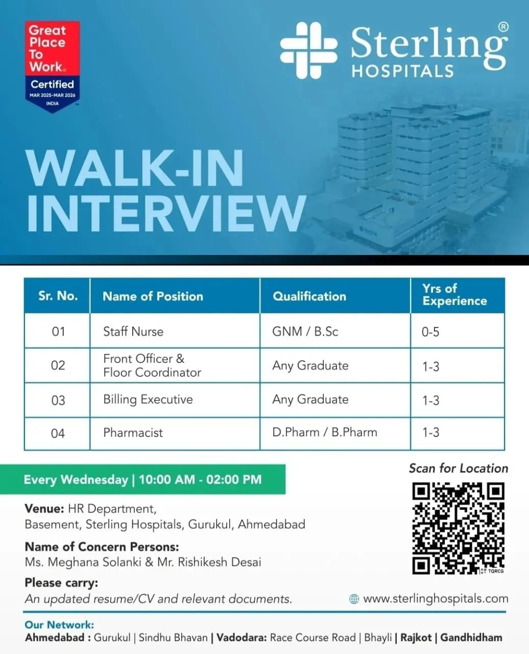 Sterling Addlife India Hiring Staff Nurse, Pharmacist, Billing Executive, Front Officer 3 Sterling Addlife India Hiring Staff Nurse, Pharmacist, Billing Executive, Front Officer