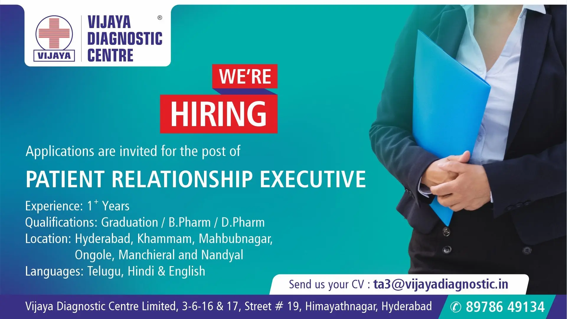Vijaya Diagnostic Centre Hiring Patient Relationship Executive 3 Vijaya Diagnostic Centre Hiring Patient Relationship Executive