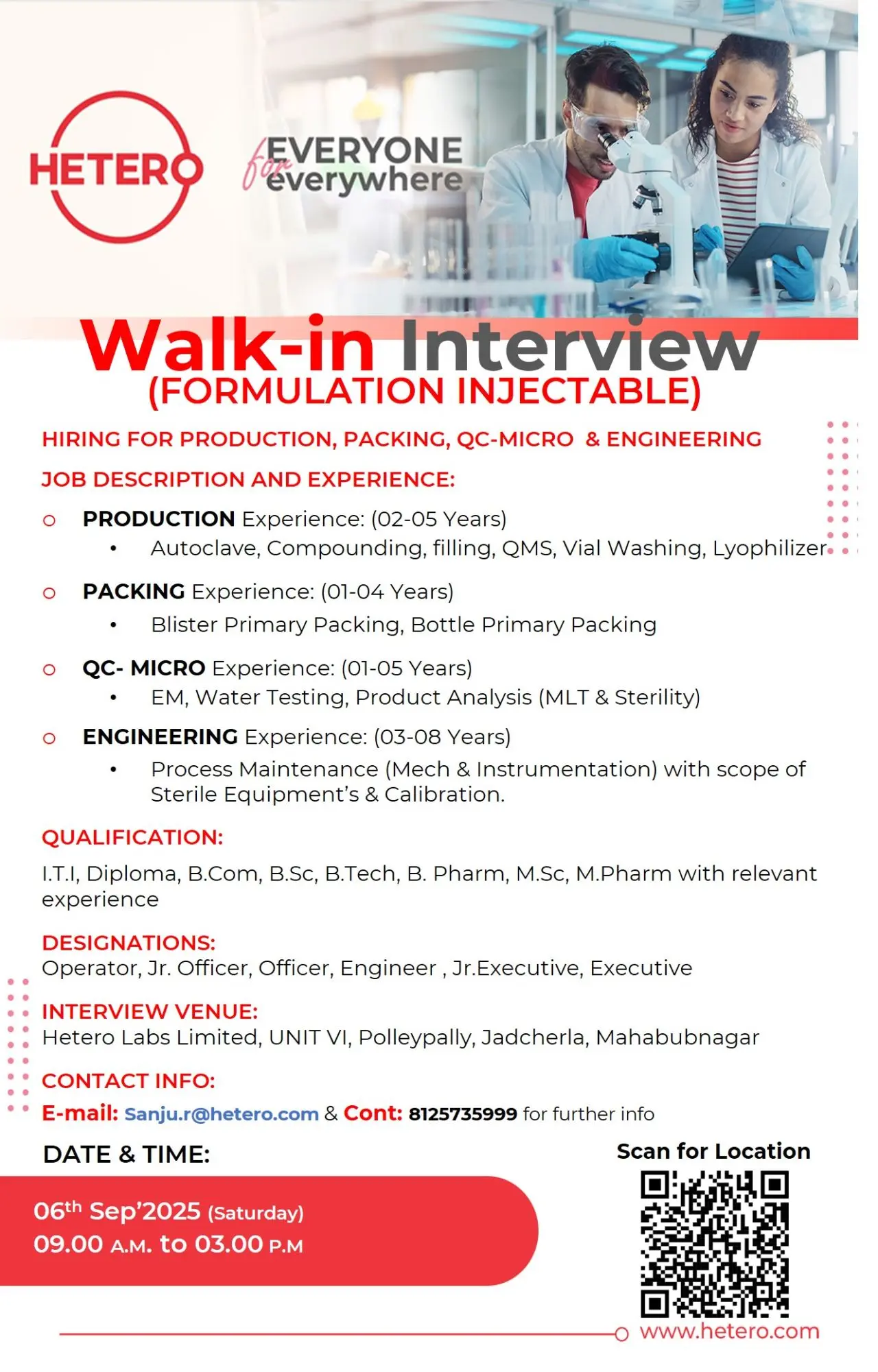Hetero Walk-in Production, QC & Engineering 3 Hetero Walk-in Production, QC & Engineering