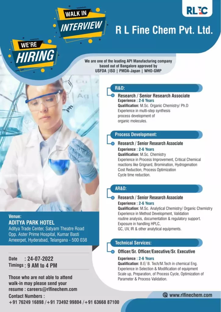 rl fine chemical walk in rd ard process development technical services