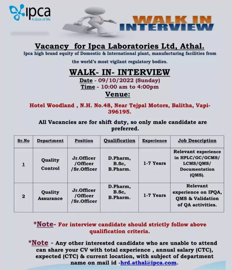 ipca laboratories walk in interview at atul923034447015739884