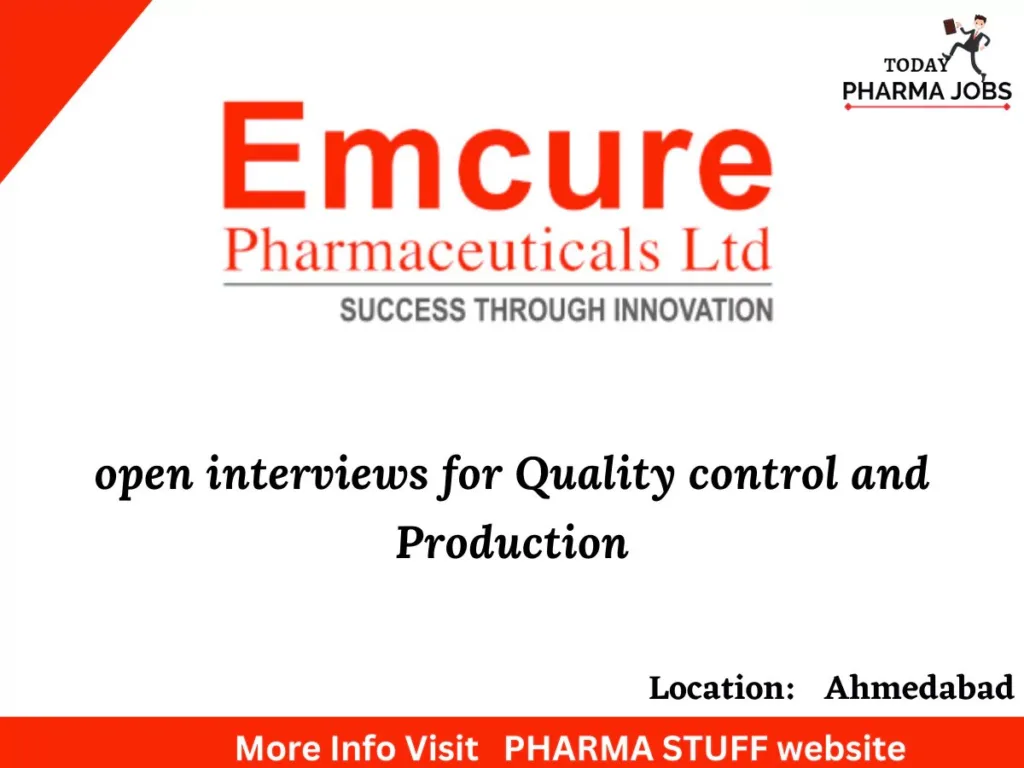 emcure pharmaceuticals open interviews qc production departm661943648002708648