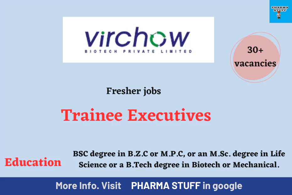 Virchow Biotech Trainee Executives 30+ vacancies