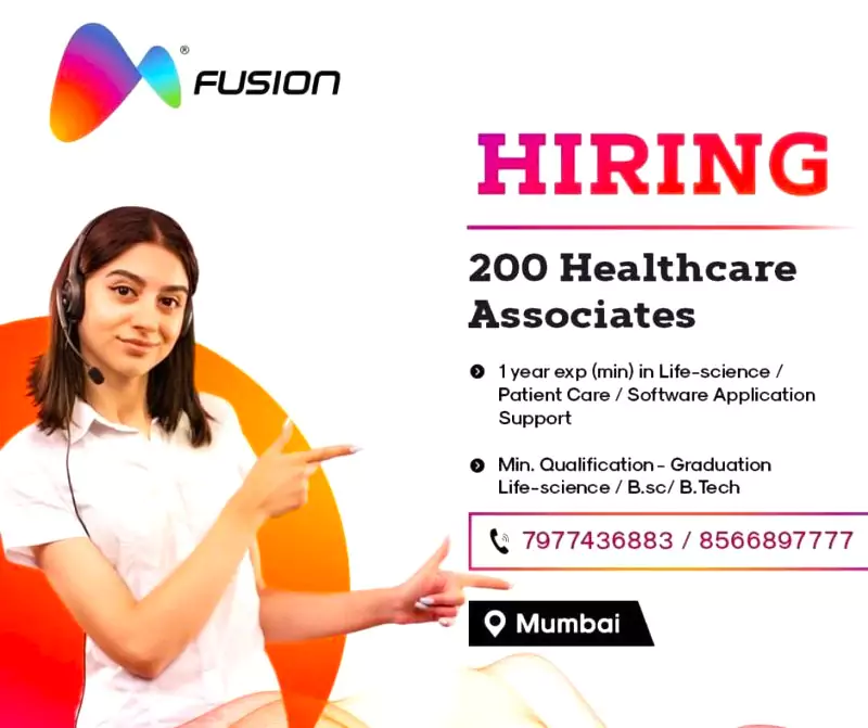 200 Healthcare Associates Fresher Job opportunity Lifesciences students