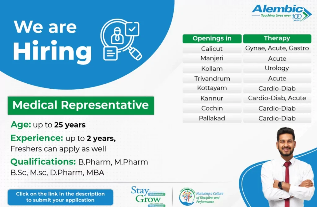 Alembic Pharmaceuticals Virtual Recruitment Drive for Medical Representatives in Kerala