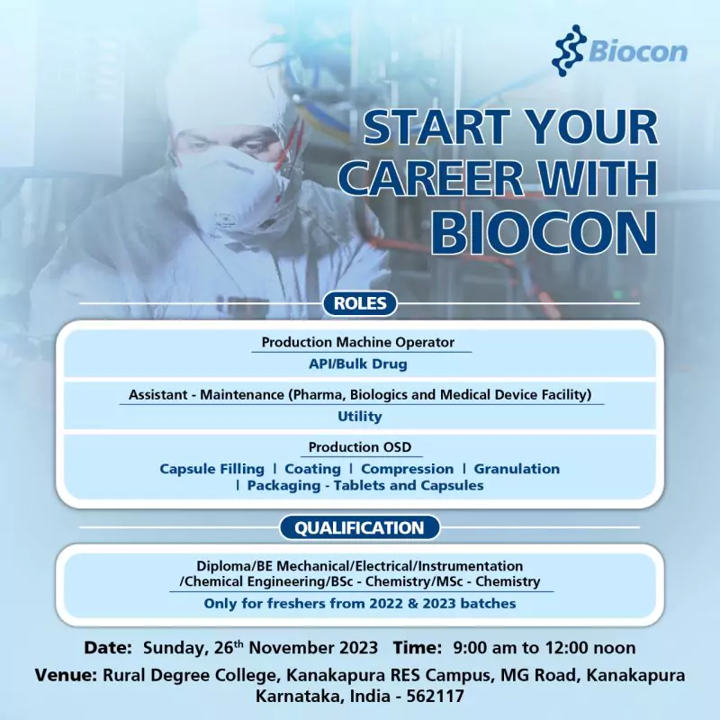 Walk-in Interviews at Biocon for 2022 & 2023 Freshers