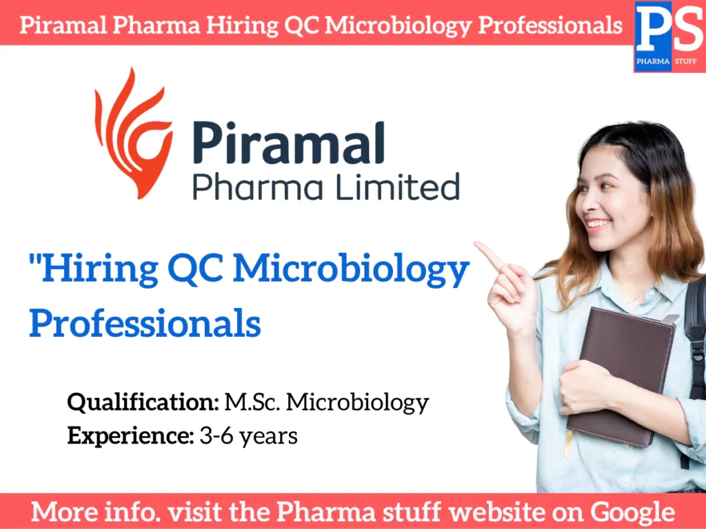 "Piramal Pharma Hiring QC Microbiology Professionals