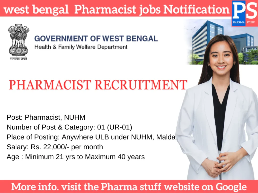 west bengal Pharmacist jobs Notification