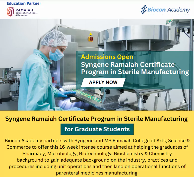 Syngene Ramaiah Certificate Program in Sterile Manufacturing