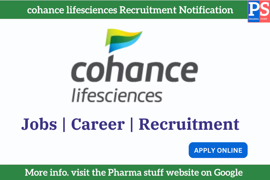 Unlock Your Potential: Cohance Hiring MSc/BSc in Chemistry, M/B Pharm with P.G Diploma in Patent Law 3 cohance lifesciences Recruitment Notification