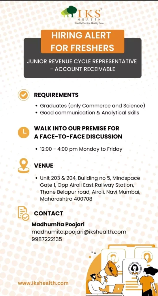 IKS HEALTH HIRING ALERT FOR FRESHERS (only Commerce and Science)