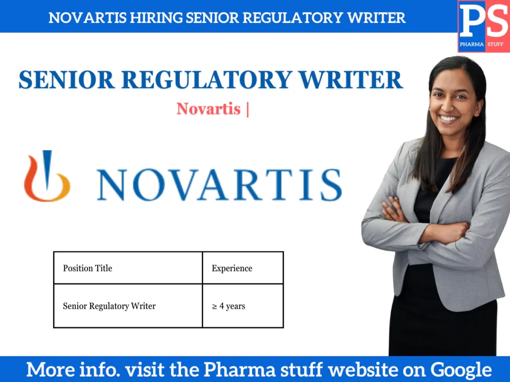 Novartis hiring Senior Regulatory Writer