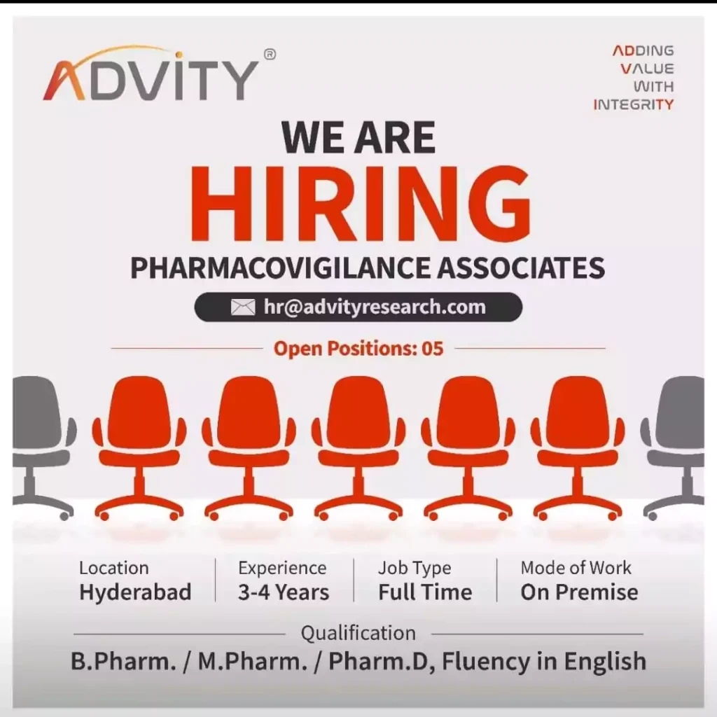 Pharmacovigilance Associate Positions Available at Advity Hyderabad