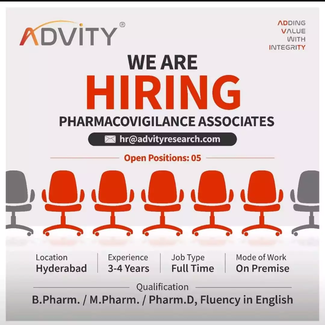 Pharmacovigilance Associate Positions Available at Advity Hyderabad