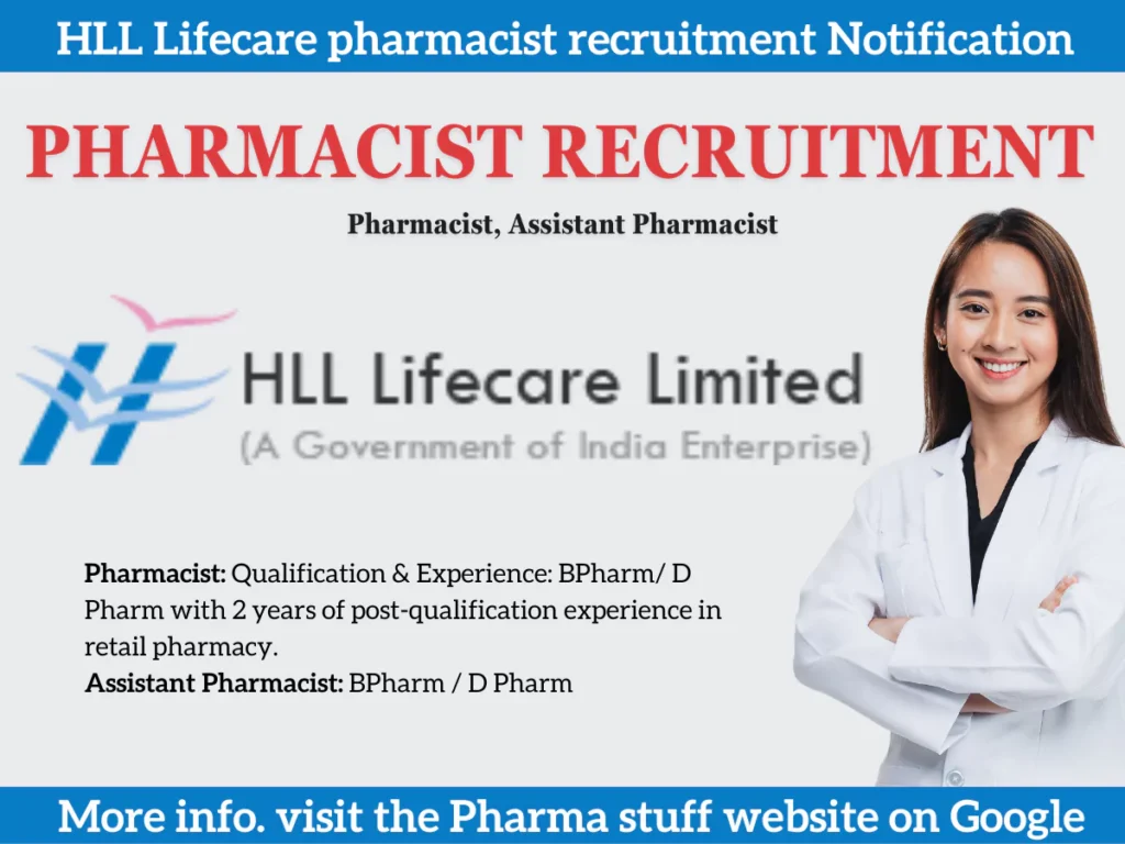 HLL Lifecare pharmacist recruitment Notification 