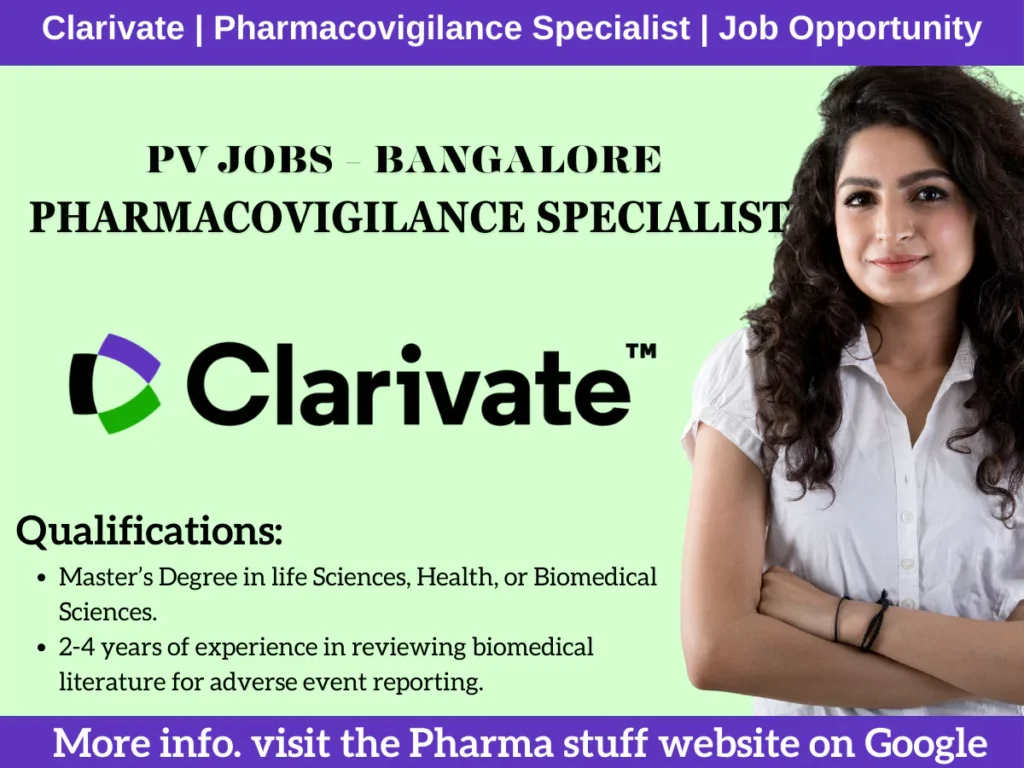 Clarivate | Pharmacovigilance Specialist | Job Opportunity