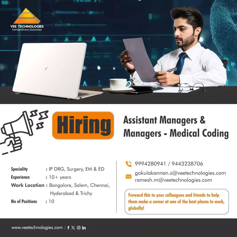 Vee Technologies Hiring Medical Coding Managers - Apply Today 3 Vee Technologies Hiring Medical Coding Managers: Apply Today