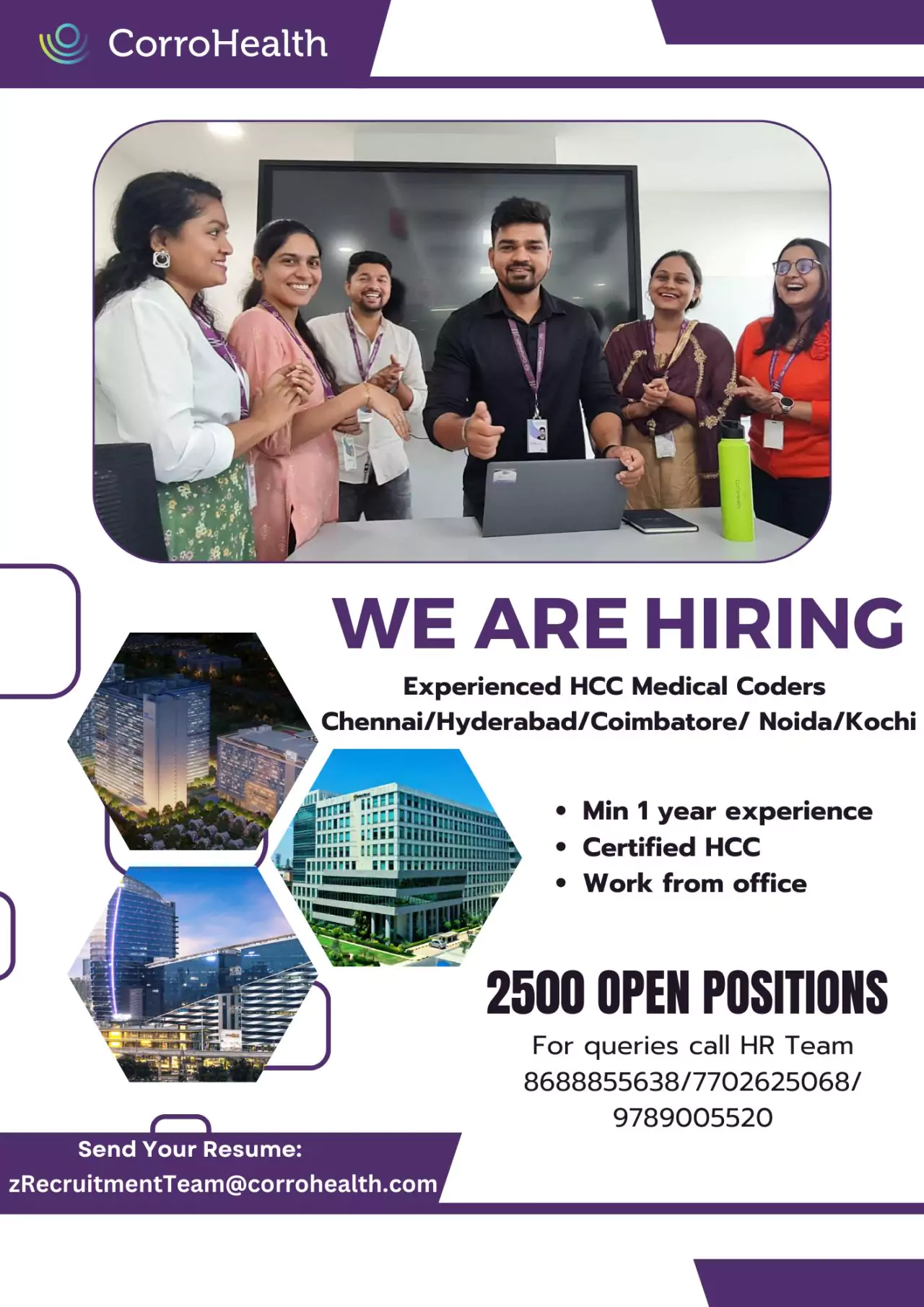 2500+ Medical Coding Vacancies: HCC Certified Coders, Senior Coders - CorroHealth 3 CorroHealth Medical Coding Job Vacancies: HCC Certified Coders/Senior Coders