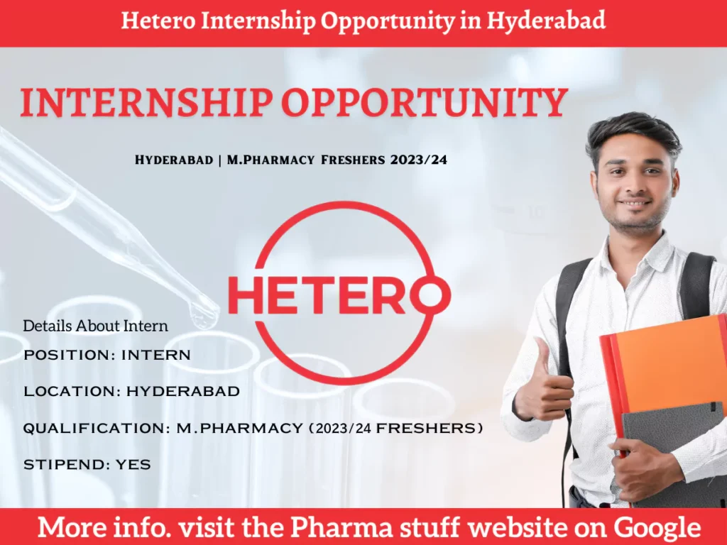 Hetero Internship Opportunity in Hyderabad for M.Pharmacy Freshers