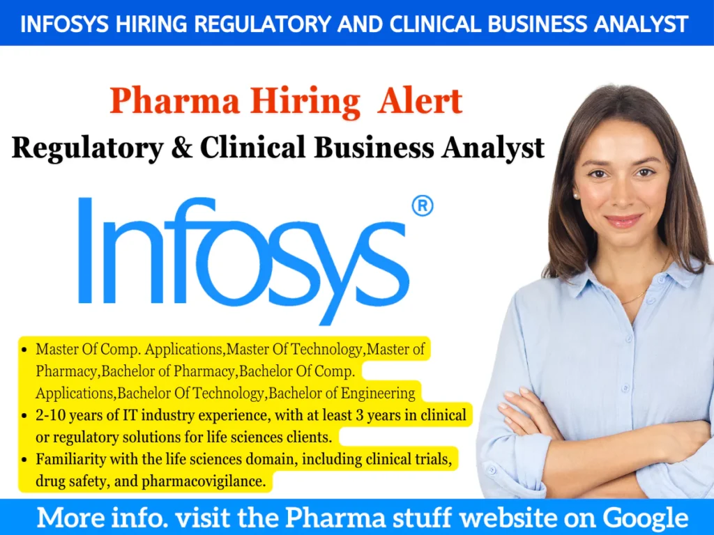 Infosys Hiring Regulatory and Clinical Business Analyst