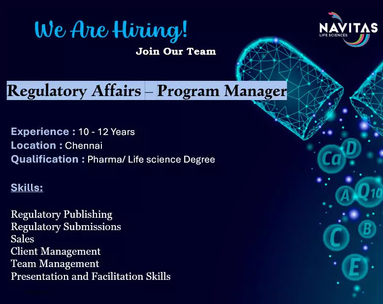 Navitas Life Sciences Hiring Regulatory Affairs – Program Manager i