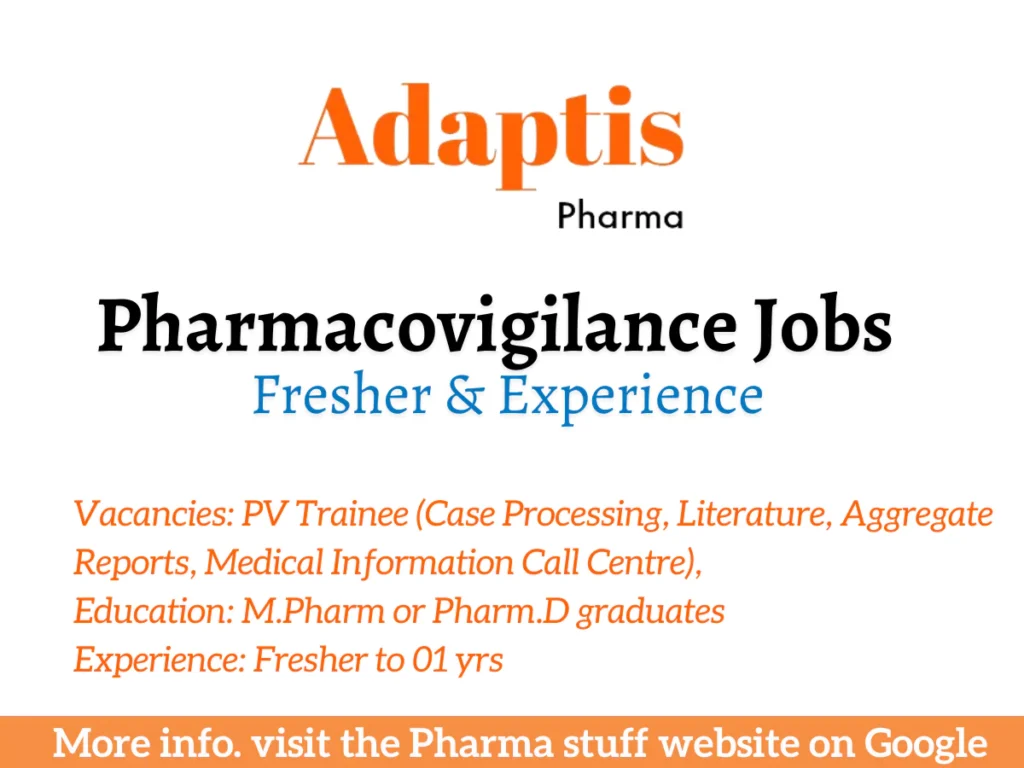 Pharmacovigilance Hiring Fresher & Experience Pune