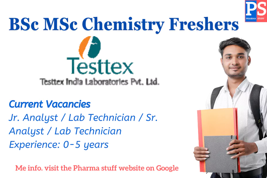 BSc MSc Chemistry Freshers Hiring at Testtex India Laboratories