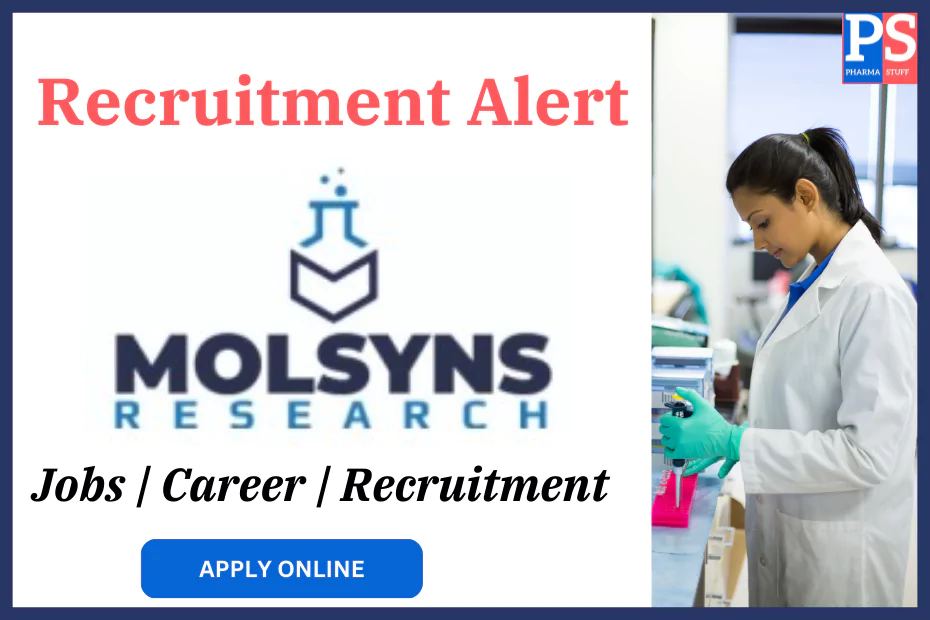 Molsyns Research Hiring for Research & Development (Freshers Also Consider) 2 Molsyns Research job career recruitment