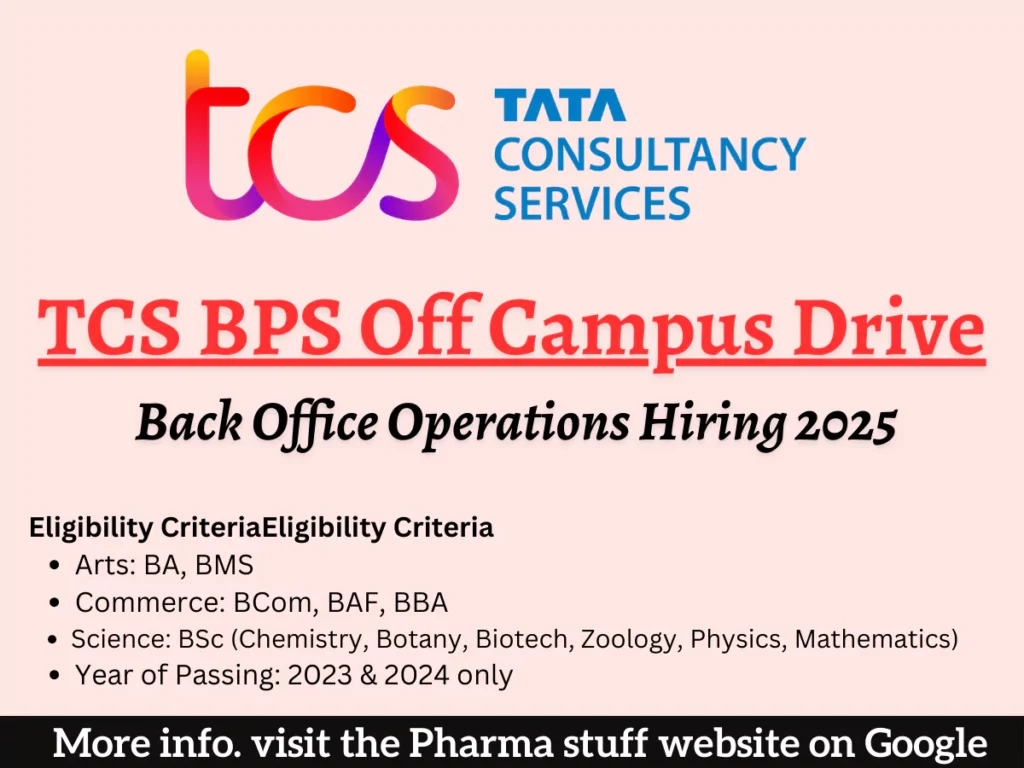 TCS BPS Off Campus Drive, Pune Back Office Operations Hiring 2025