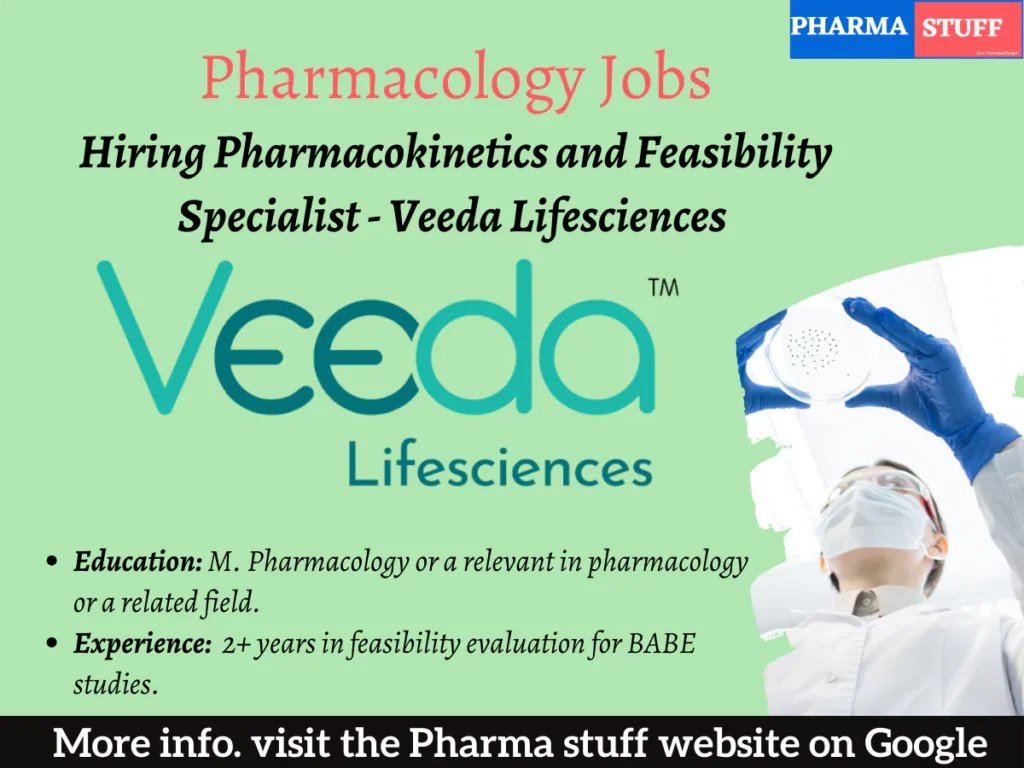 Veeda Lifesciences Hiring Pharmacokinetics and Feasibility Specialist