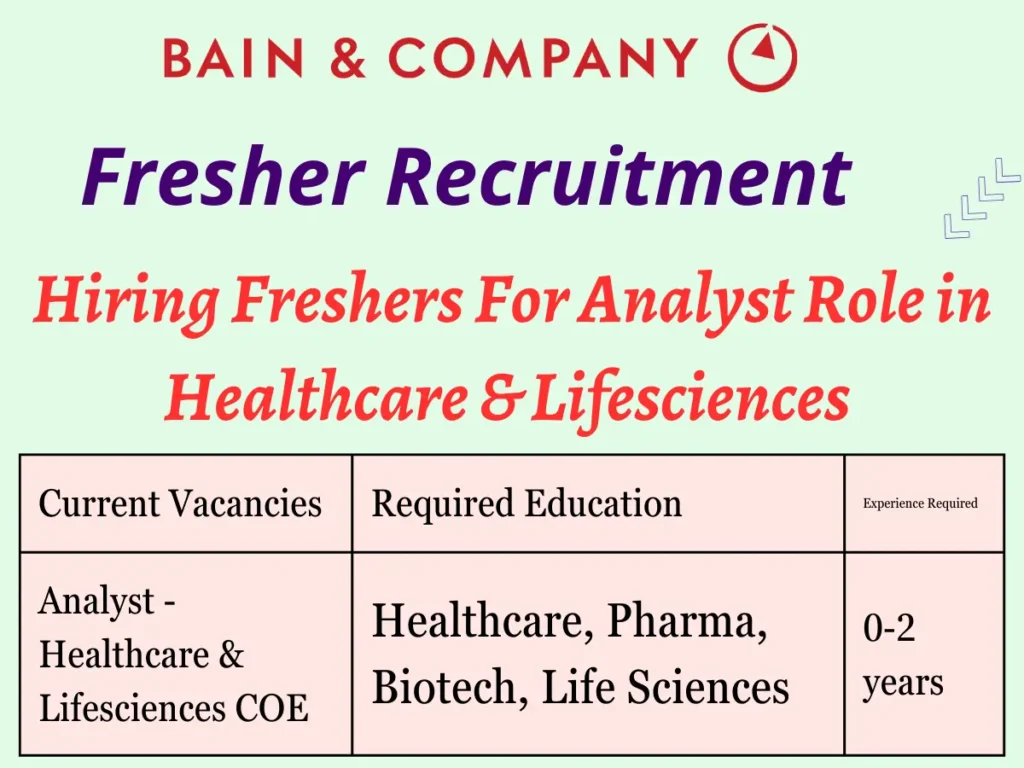 Bain & Company Hiring Freshers For Analyst Role in Healthcare & Lifesciences - Apply Now!