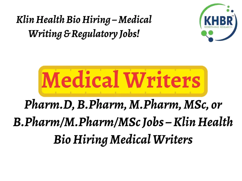 Klin Health Bio Hiring – Medical Writing & Regulatory Jobs