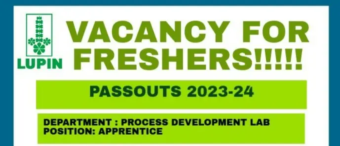 Lupin Apprentice Opportunity for MSc Candidates