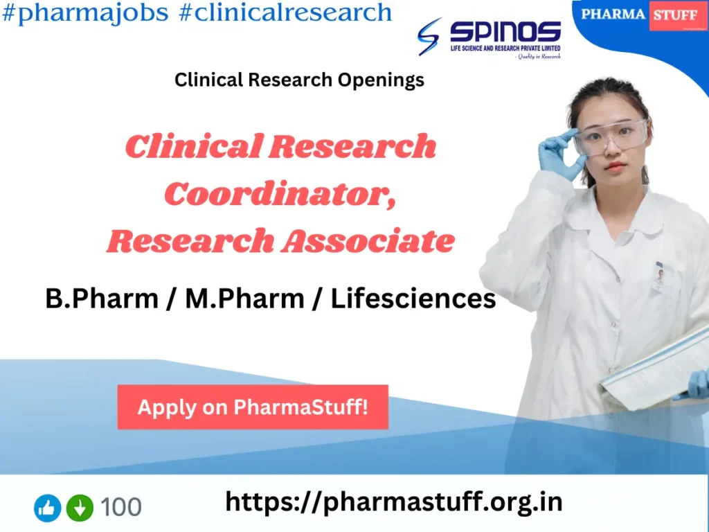 B Pharm, M Pharm, or Life Science graduates Walk-in interviews at SpinoS Life Science
