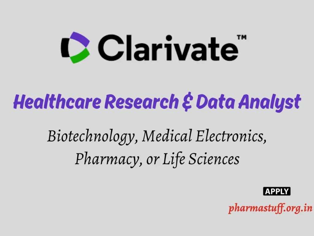 Clarivate Hiring Healthcare Research & Data Analyst