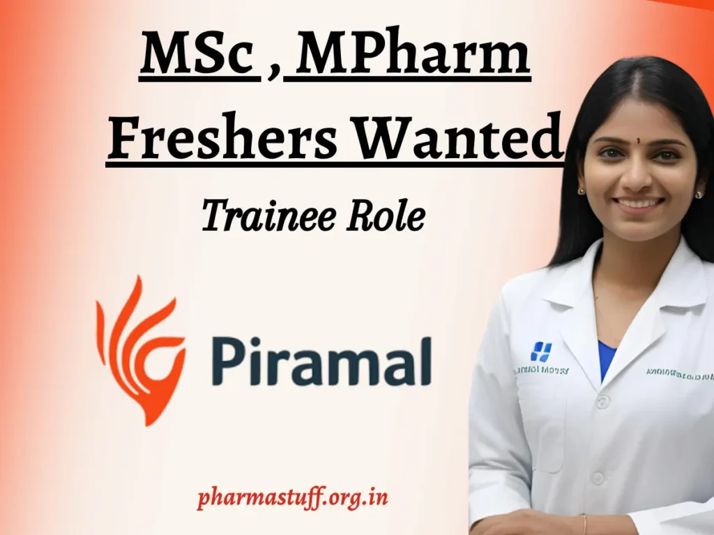 Piramal Pharma Hiring Trainee R&D | MSc, MPharm Freshers Wanted