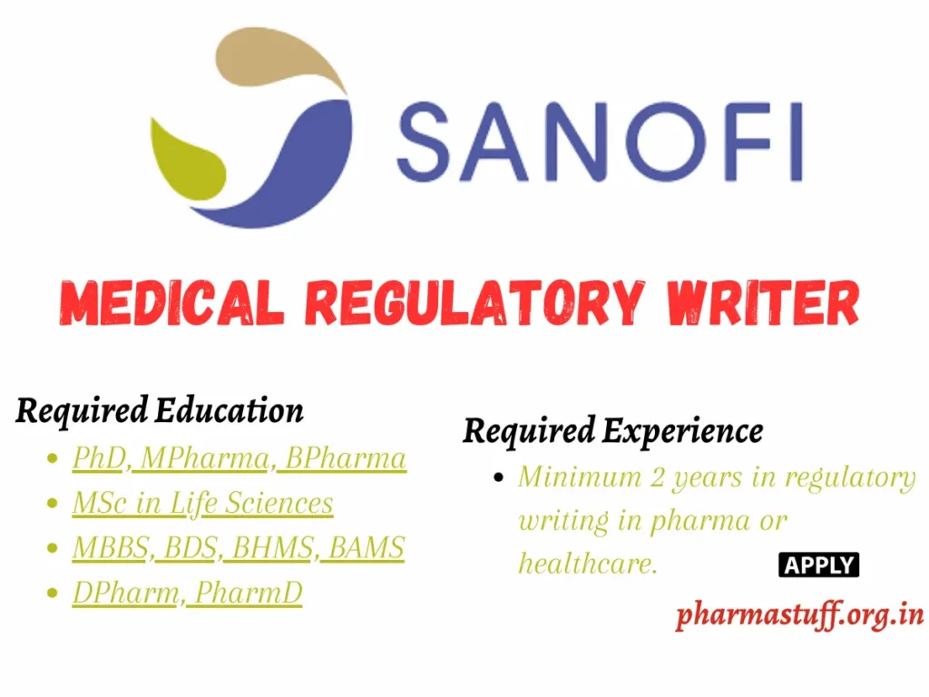 Medical Regulatory Writer Jobs for Life Science, Pharma Graduates – Sanofi Hyderabad
